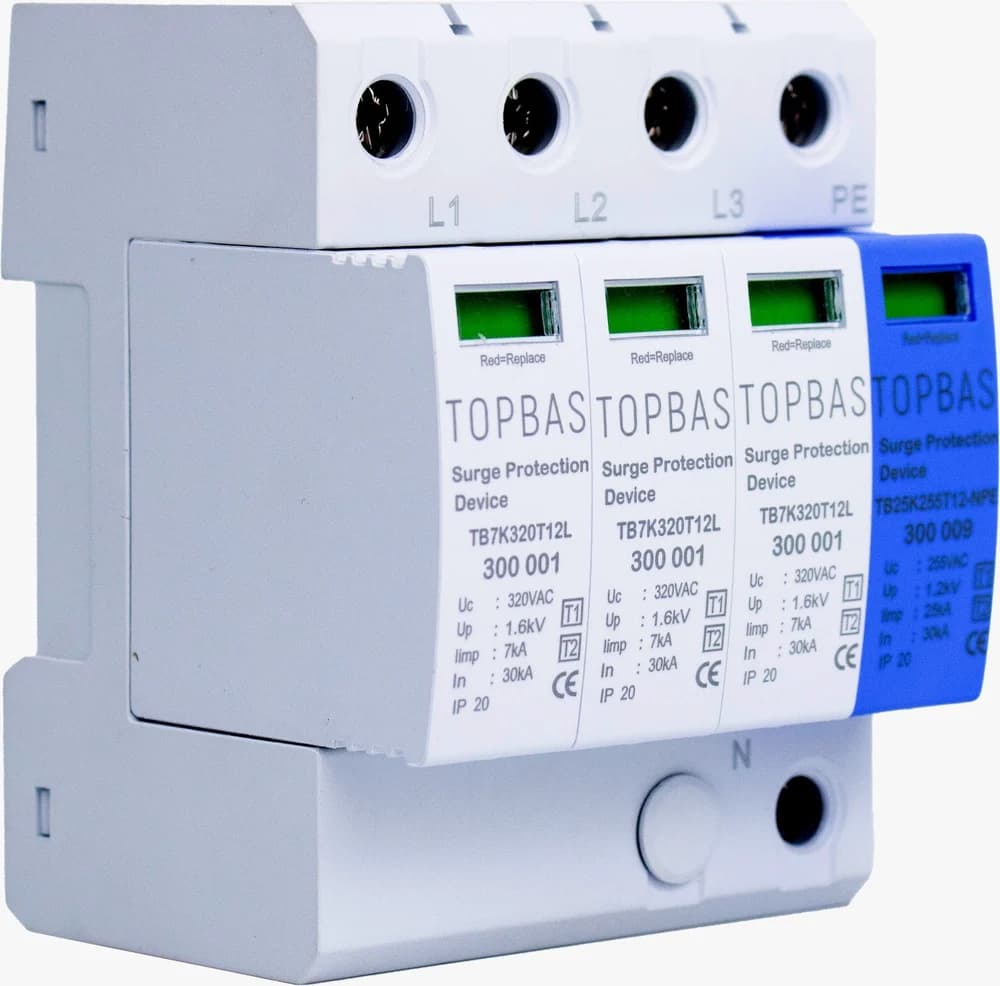 Type 1 + 2 three-phase surge protection device for electrical panels